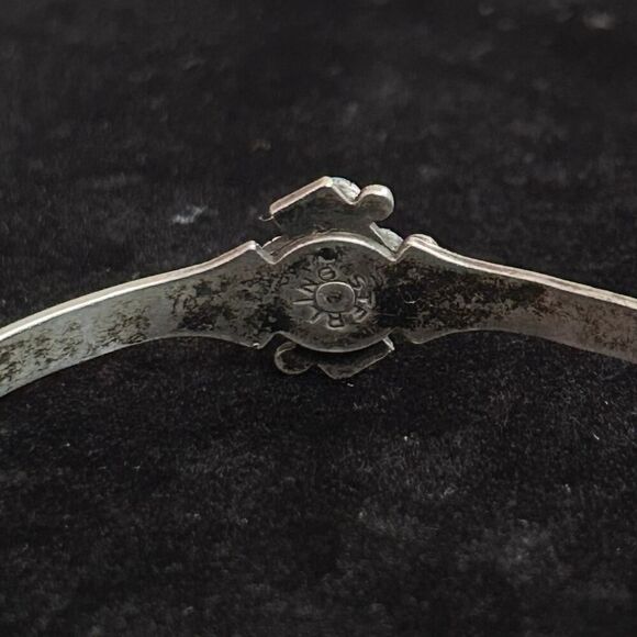 Vintage Turquoise & Marked Sterling Silver Navajo Style Mini Baby Cuff Bracelet - Picture 3 of 7